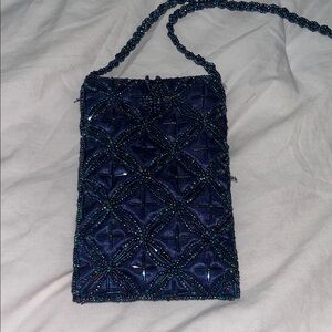 Navy Beaded Mini Bag